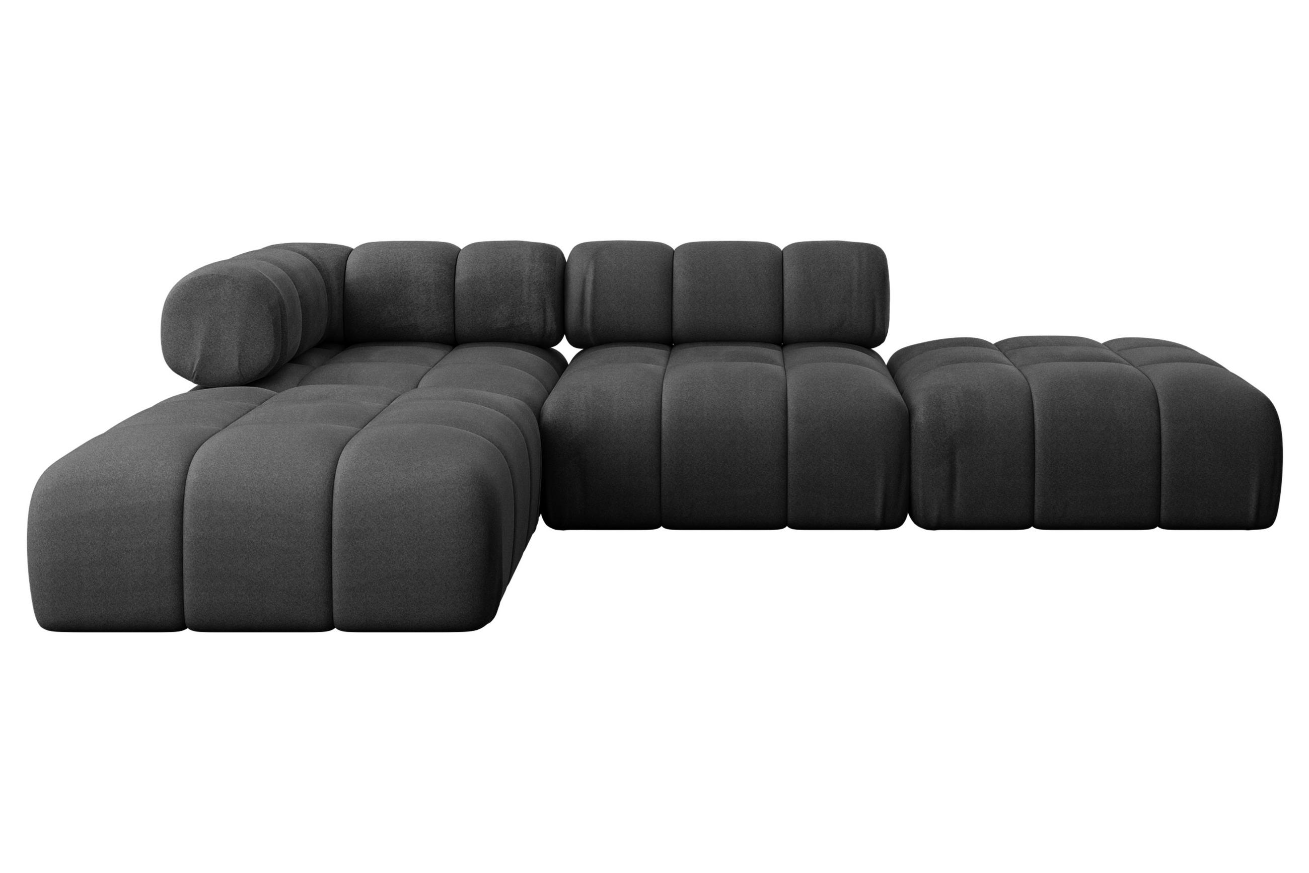 ECKSOFA modulares Sofa Kerru-L1 - 285x190x70 cm Schwarz Velours - Schwarz, Holzwerkstoff/Textil (285/190cm) - ALTDECOR