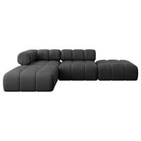 ECKSOFA modulares Sofa Kerru-L1 - 285x190x70 cm Schwarz Velours - Schwarz, Holzwerkstoff/Textil (285/190cm) - ALTDECOR