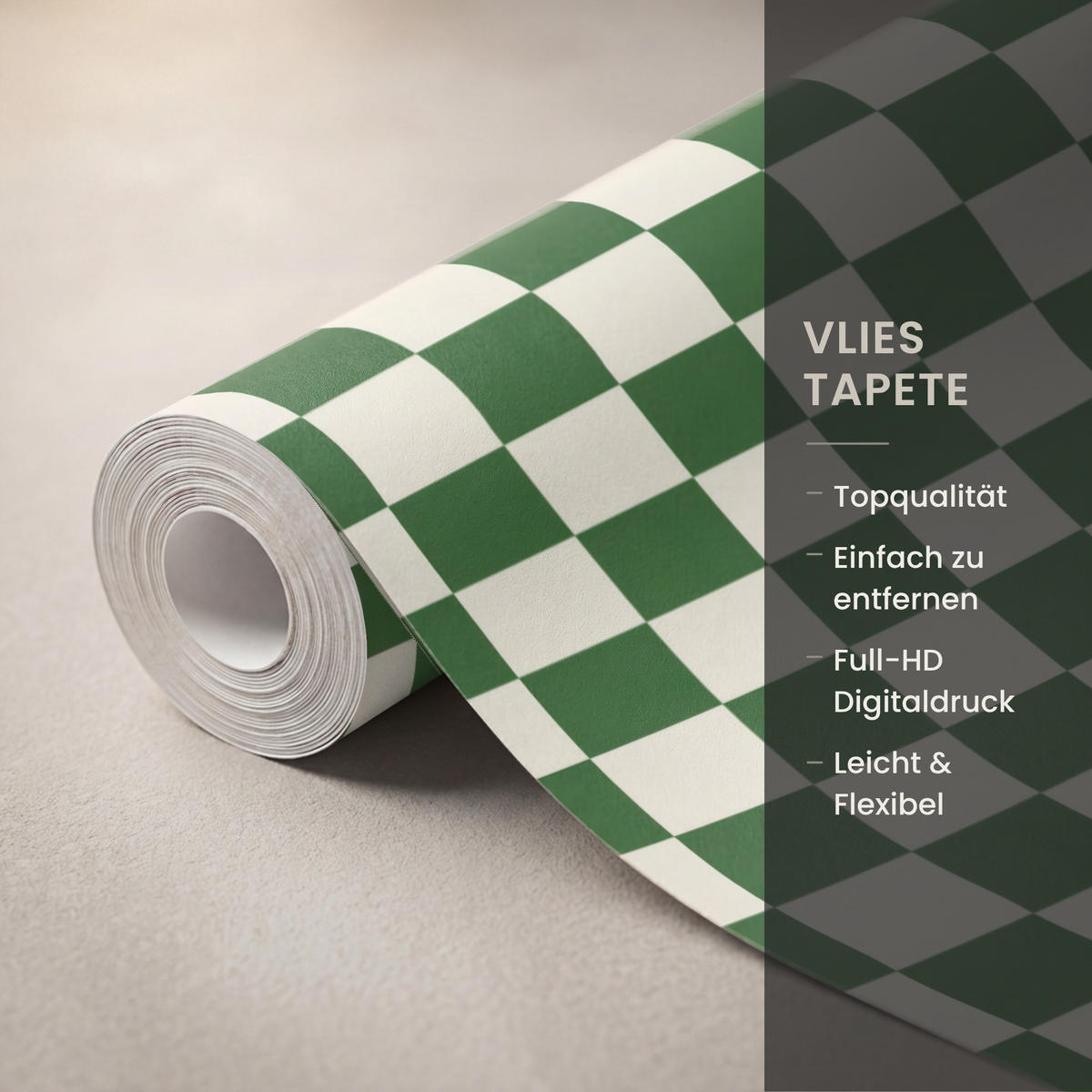 KINDERTAPETE - Schachbrett - Muster - Grün - 200x280 cm - Grün, Papier (200/280cm) - OnlyWow