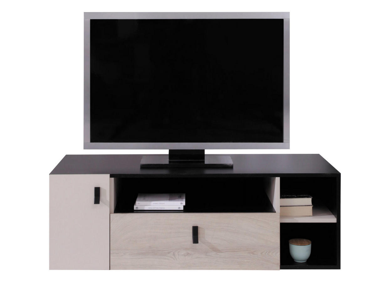TV-LOWBAORD Planet 10 - Eichefarben/Schwarz, Holzwerkstoff (120/40/50cm)