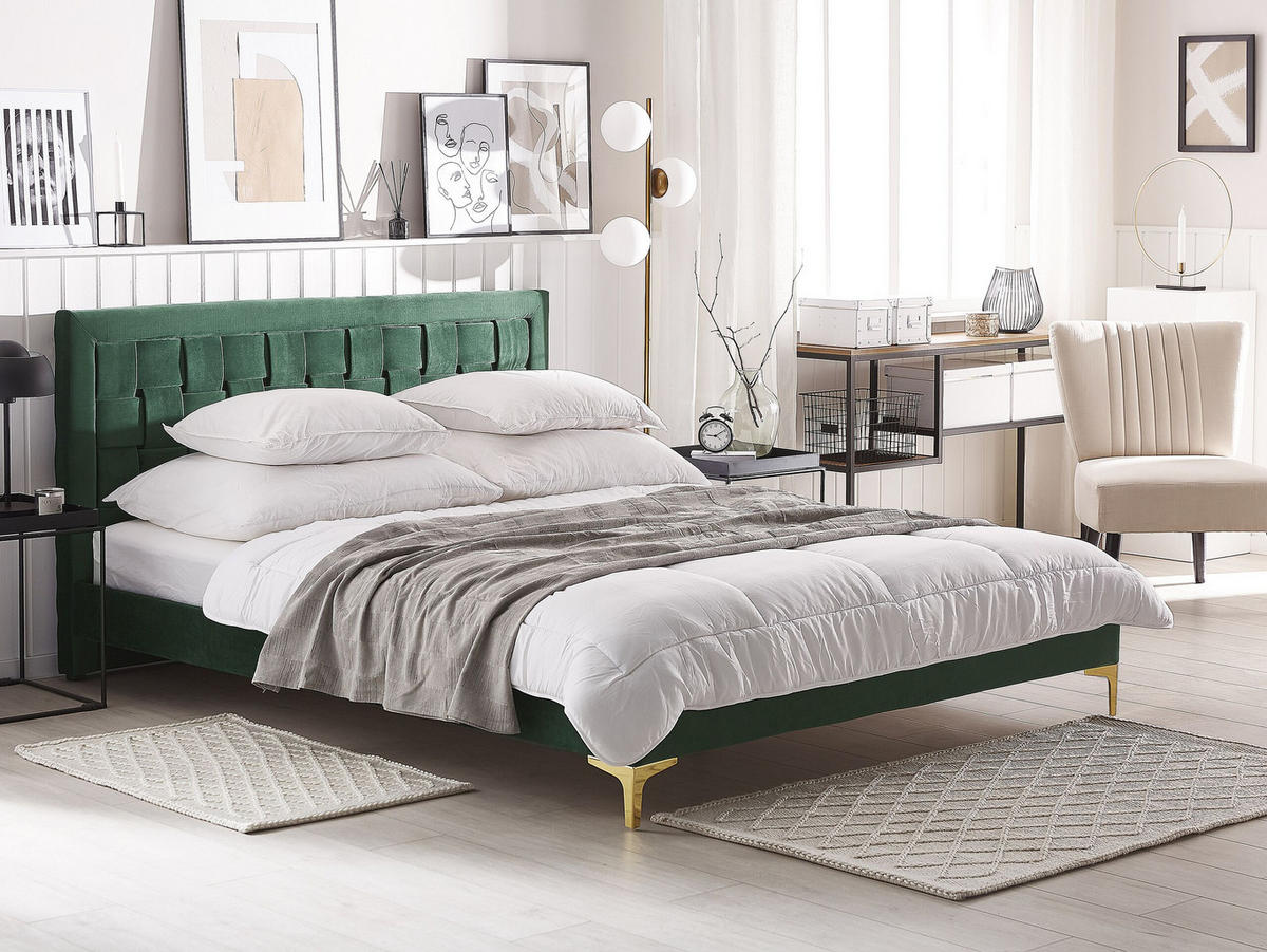 DOPPELBETT 180/200cm Dunkelgrün Limoux - Dunkelgrün, Textil (180/200cm) - Beliani
