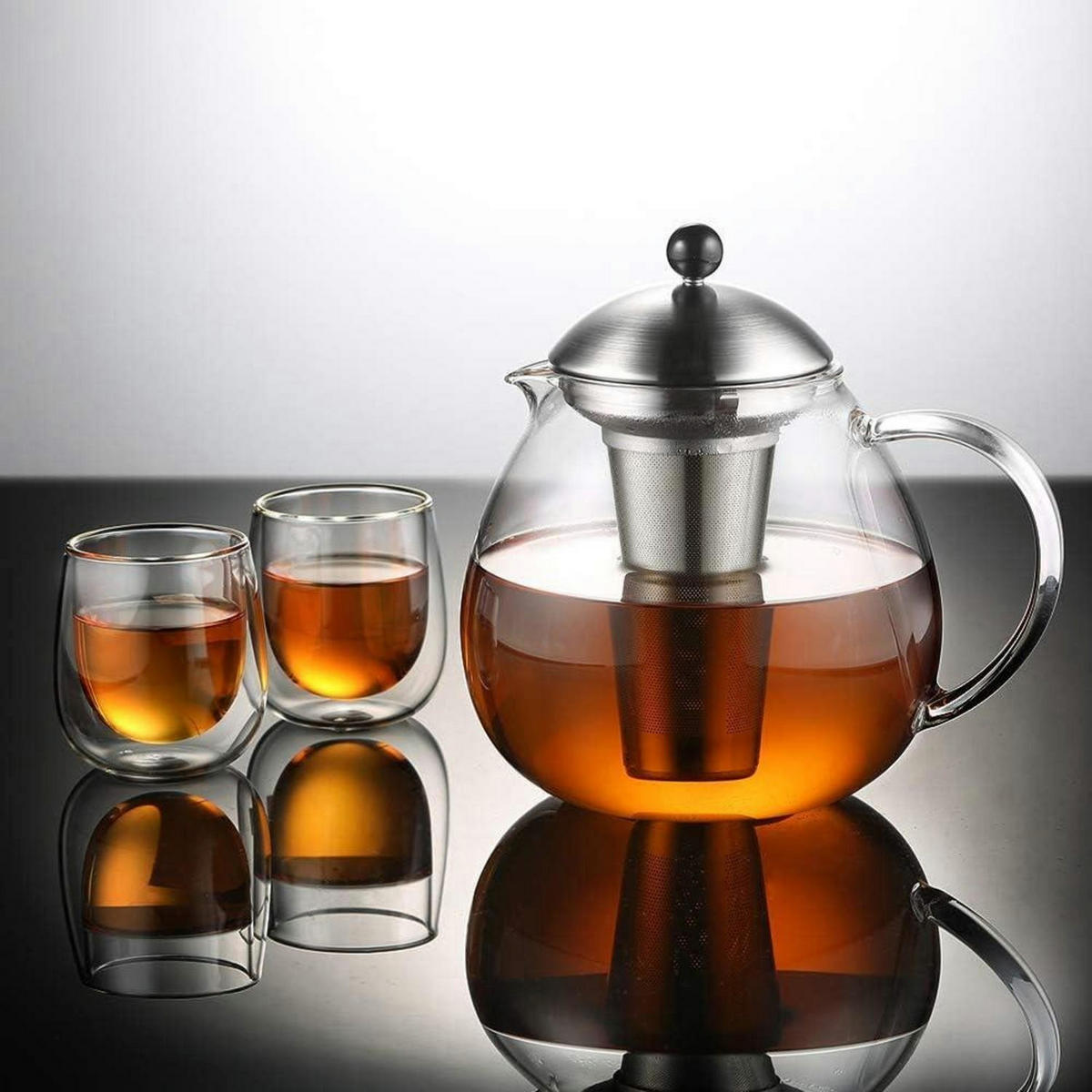 TEEKANNE 1500 ml Borosilikatglas mit Edelstahl-Teesieb - Transparent, Glas (19/19cm)