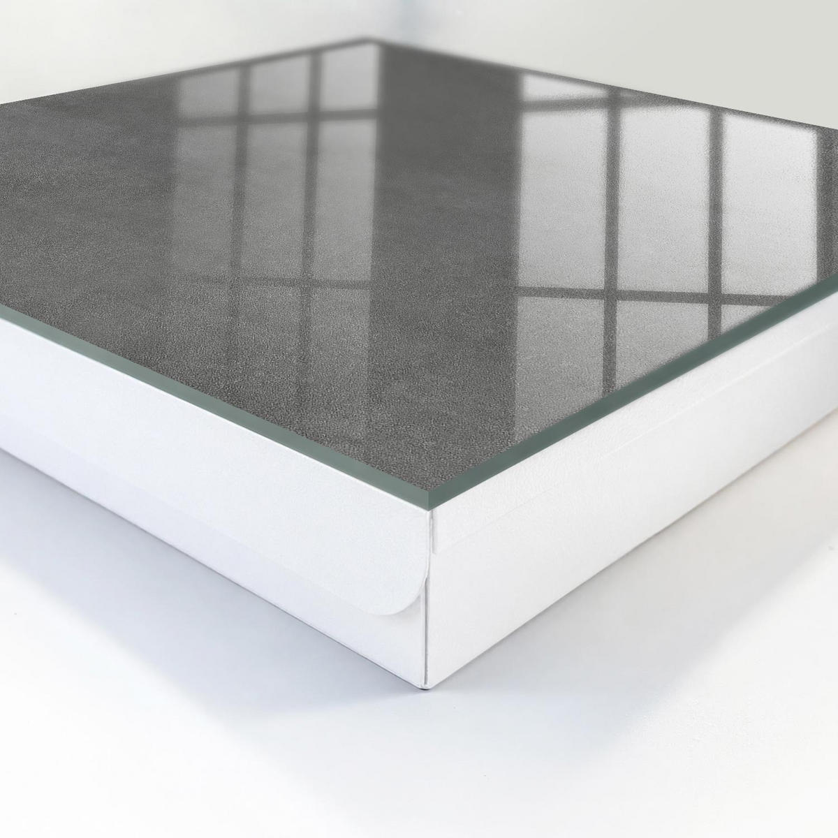 SCHLÜSSELBOX Weiß 30x30 cm – Türöffnung nach rechts - Graue Textur - Grau, Metall (30/30/5cm) - TULUP