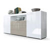 SIDEBOARD Santiago Weiß Hochglanz / Sandgrau Hochglanz - Weiß Hochglanz/Beige, Holzwerkstoff (167/72/35cm) - Vladon