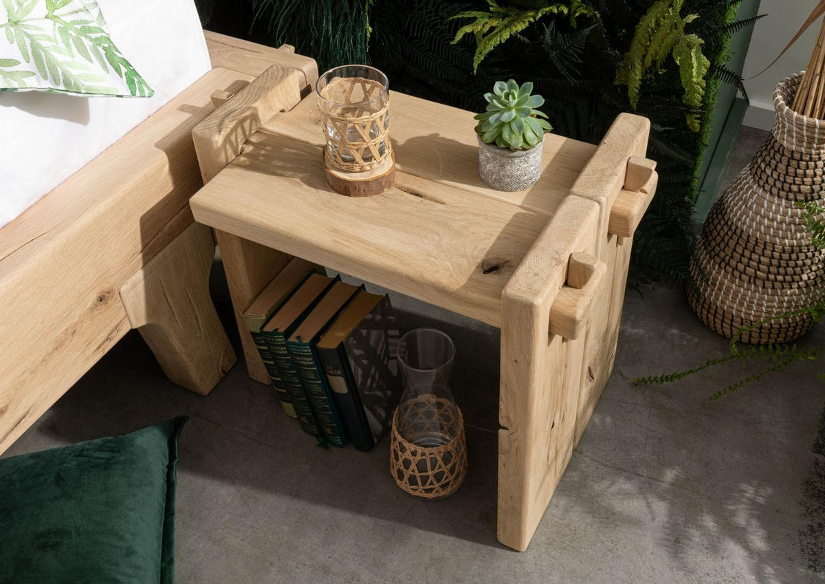 NACHTTISCH Eiche 56x34x45 natur geölt OAK HEART #11 - Braun, Holz (56/45/34cm) - Massivmoebel24