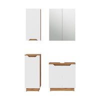 BADMÖBEL-SET Lotta Eiche/weiß gestreift 4 Teile - Eichefarben/Weiß, Holzwerkstoff (59.8/62.1/32cm) - Vicco