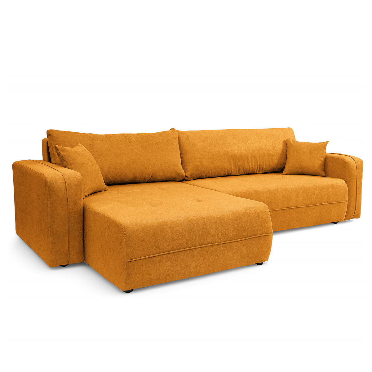 ECKSOFA mit Schlaffunktion - 272 cm - Gelb/Schwarz, Kunststoff/Textil (272/145cm) - home24