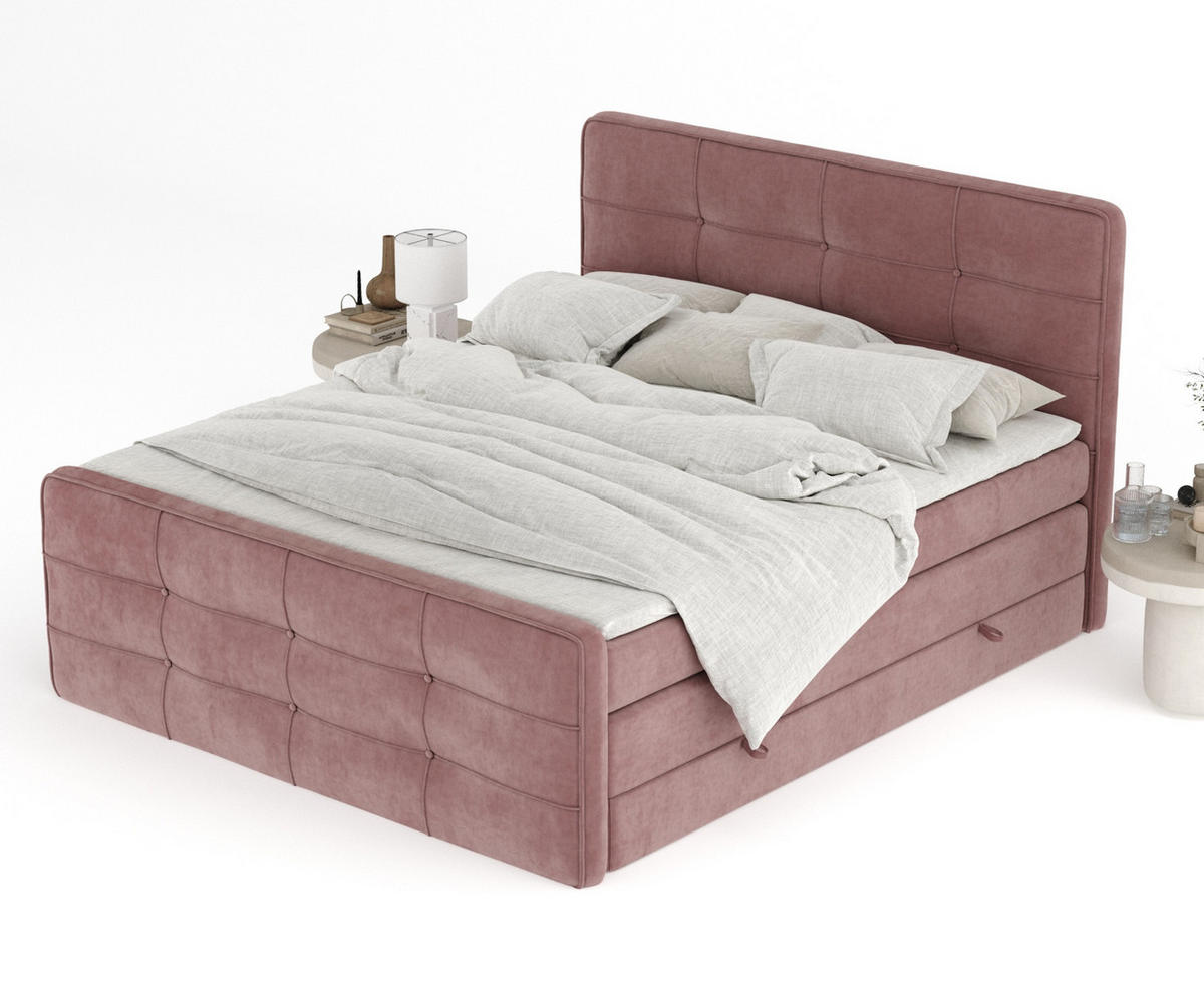 BOXSPRINGBETT Semplice Rosa 140/200 cm - Schwarz/Rosa, Holz/Holzwerkstoff (140/200cm) - Maison de Reve