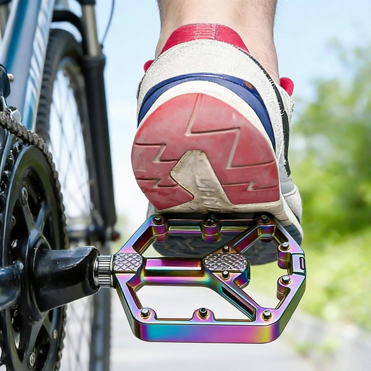 FAHRRADPEDALE Aluminium MTB Bunt rutschfest 9/16 Zoll - Multicolor, Metall (10/1.5/12.5cm)