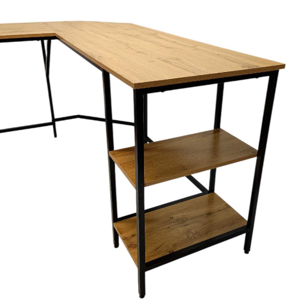 ECKSCHREIBTISCH Holzoptik Eichefarben Metall Schwarz L-Form Büro 149x149x75 cm - Eichefarben/Schwarz, Holzwerkstoff/Metall (149/149/75cm) - Begryf