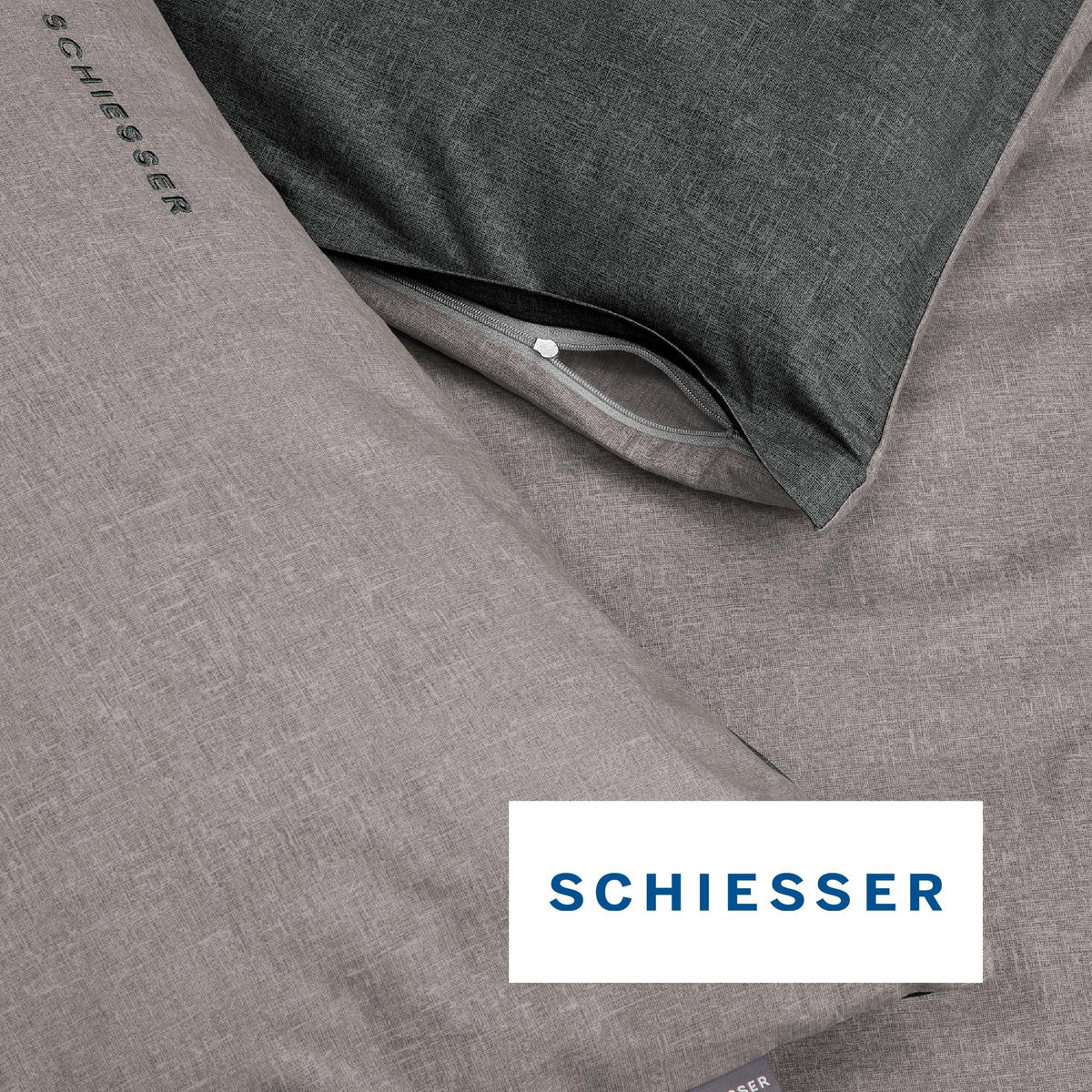 KISSENHÜLLENSET Doubleface Renforcé 2-teilig 40x80 cm Grau-Schwarz - Schwarz, Textil (40/80cm) - SCHIESSER