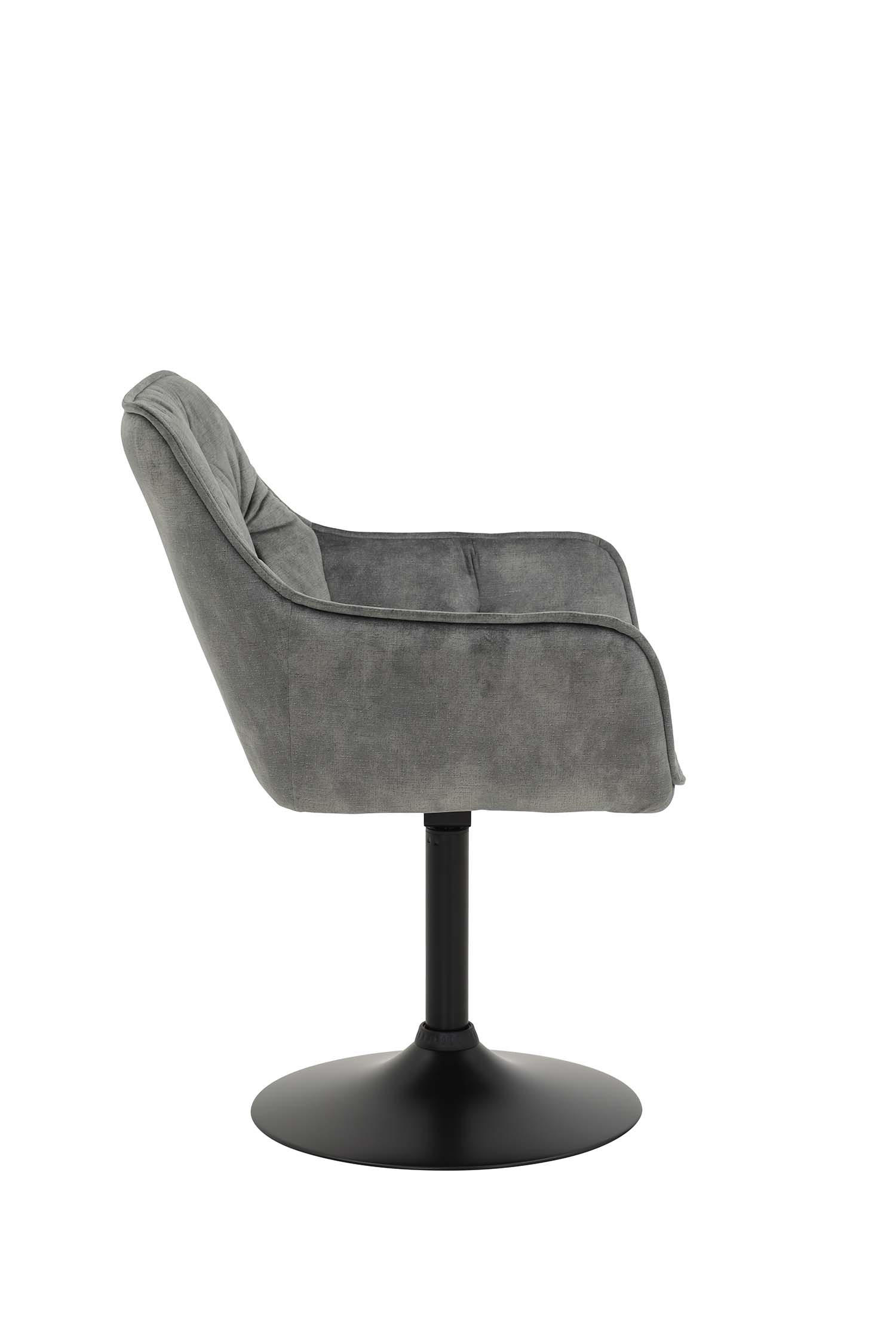 ARMLEHNSTUHL Birte - Samtvelour Vintage Grau - Schwarz/Grau, Textil/Metall (49/83/62cm) - Hela Vertriebs GmbH
