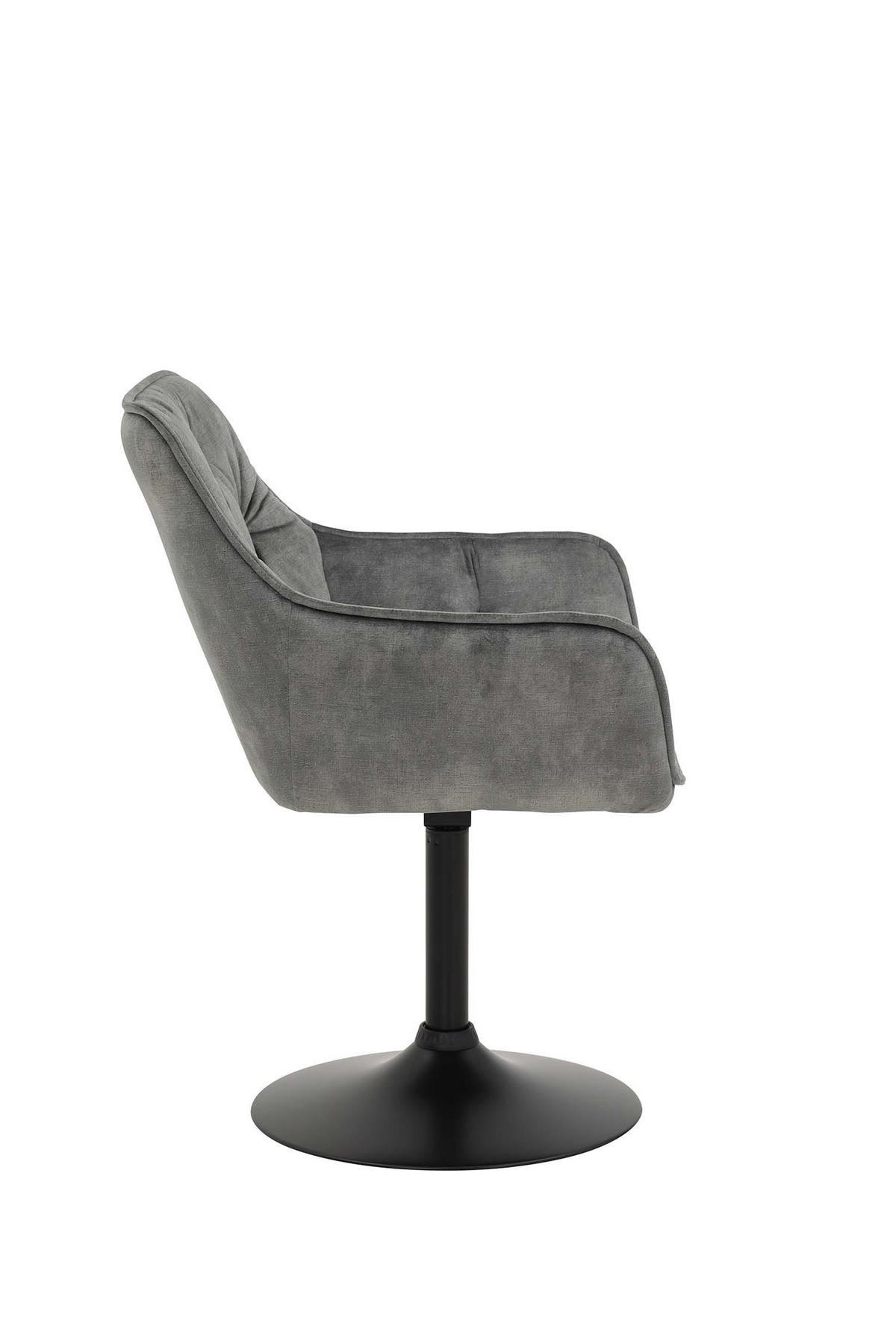ARMLEHNSTUHL Birte - Samtvelour Vintage Grau - Schwarz/Grau, Textil/Metall (49/83/62cm) - Hela Vertriebs GmbH