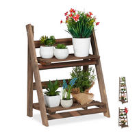 BLUMENTREPPE - Dunkelbraun, Holz (41/51.5/24cm) - Relaxdays