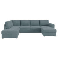 WOHNLANDSCHAFT Wilma Premium, Seite: Links - Blaugrau/Schwarz, Holz/Textil (305/85/188cm) - MIRJAN24