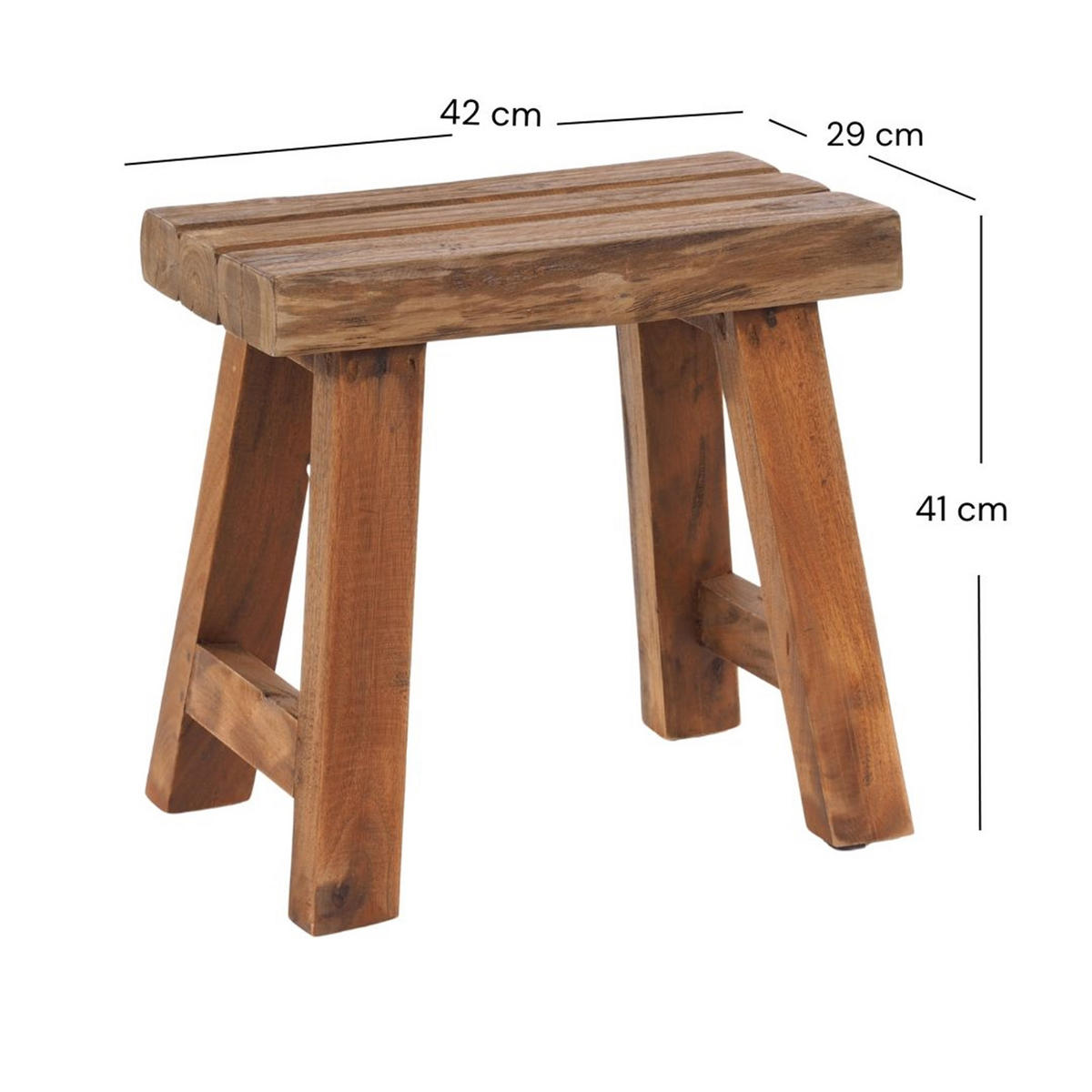 SITZHOCKER Rustic Teakholz massiv 01 natur-vintage - Naturfarben, Holz (42/41/29cm) - DESIGN DELIGHTS