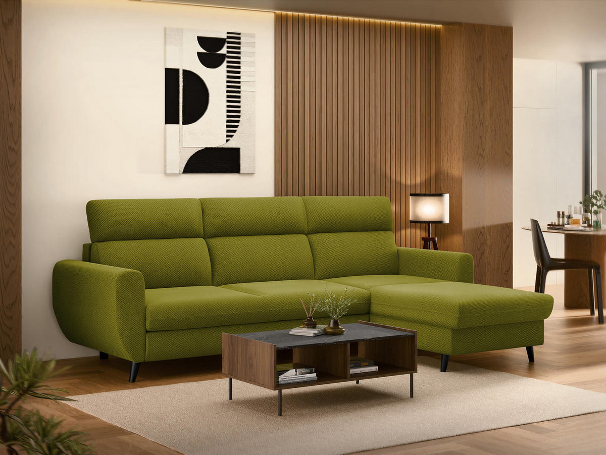 ECKSOFA Torro Mini, Seite: Rechts - Grün, Holz/Textil (258/168cm) - MIRJAN24