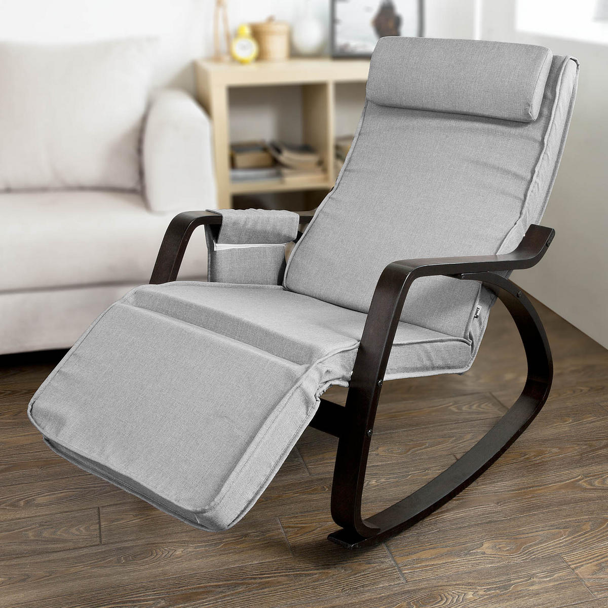SCHAUKELSTUHL Grau - Grau, Holz/Textil (66/92/80cm) - SoBuy