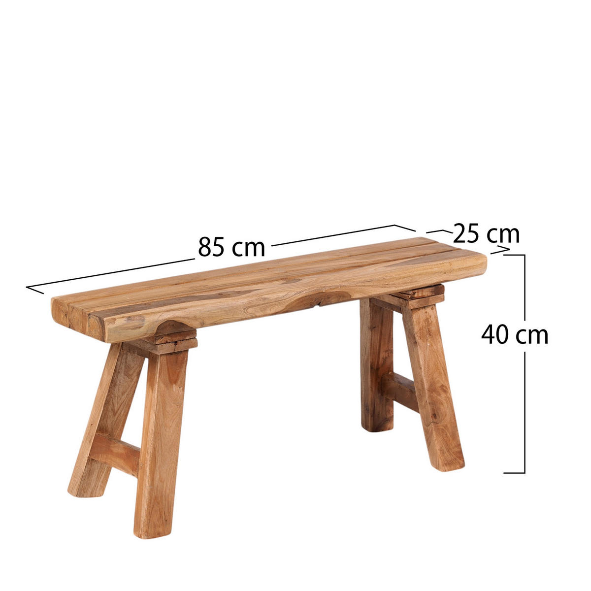 BANK Palma 84cm, Massivholz naturfarben - Naturfarben, Holz (29/41/84cm) - CREEDWOOD