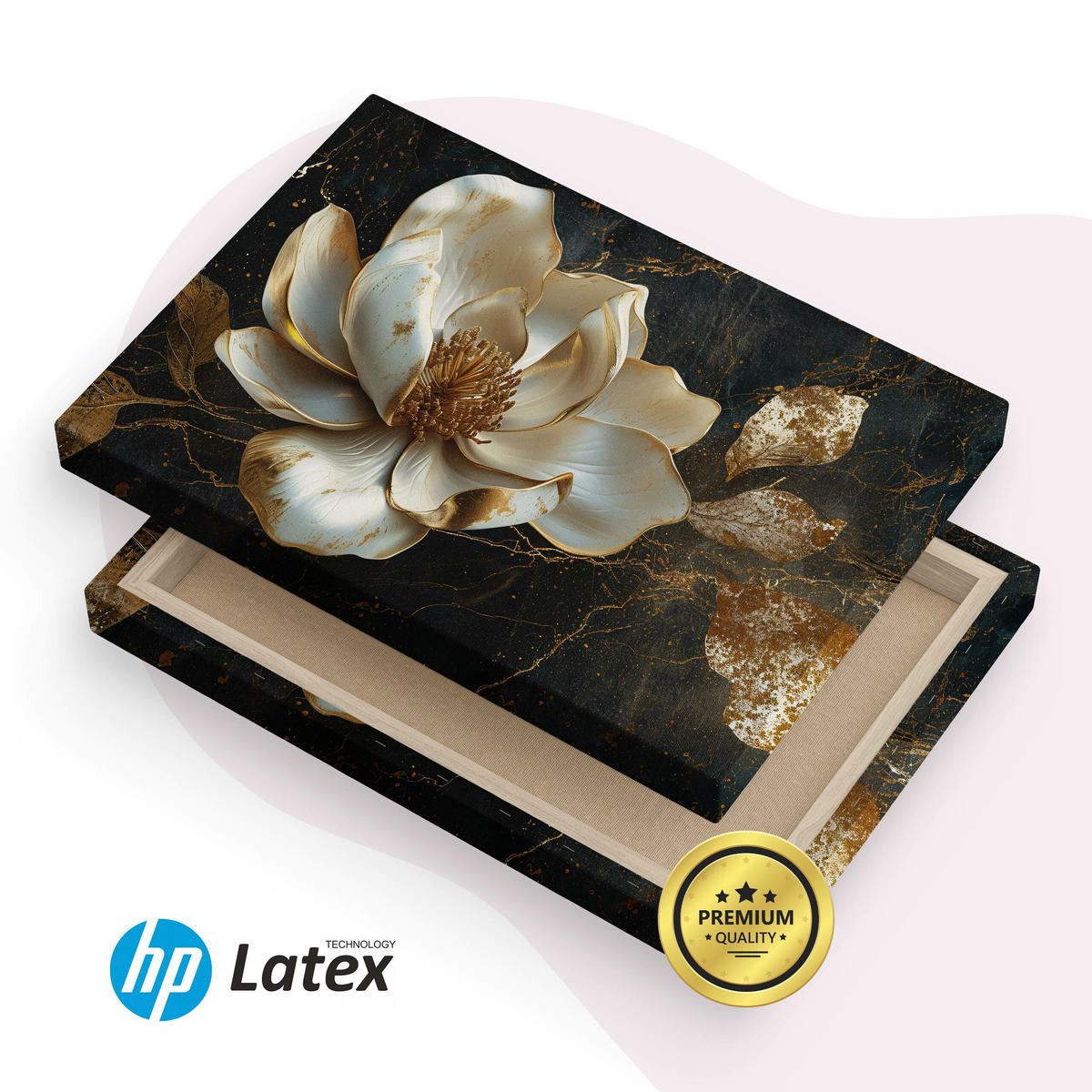 LEINWANDBILD Blume 3D Abstraktion Glamour 120/80 cm - Beige/Schwarz, Textil (120/80cm) - Muralo