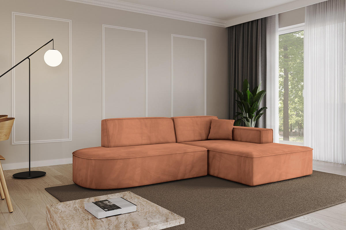 ECKSOFA Ottomane Rechts IREA-L1-v4 - 234x171x79 cm Koralle - Koralle, Holzwerkstoff/Textil (171/234cm) - ALTDECOR