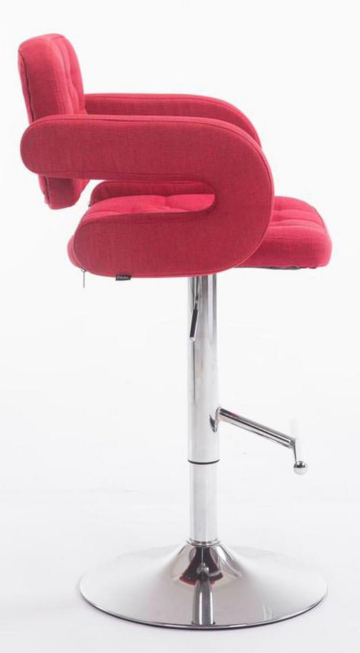 BARHOCKER Dubai, 2er Set, Gestell Metall in Chromoptik, Stoff Rot - Chromfarben/Rot, Textil/Metall (52/100/55cm) - TPFLiving