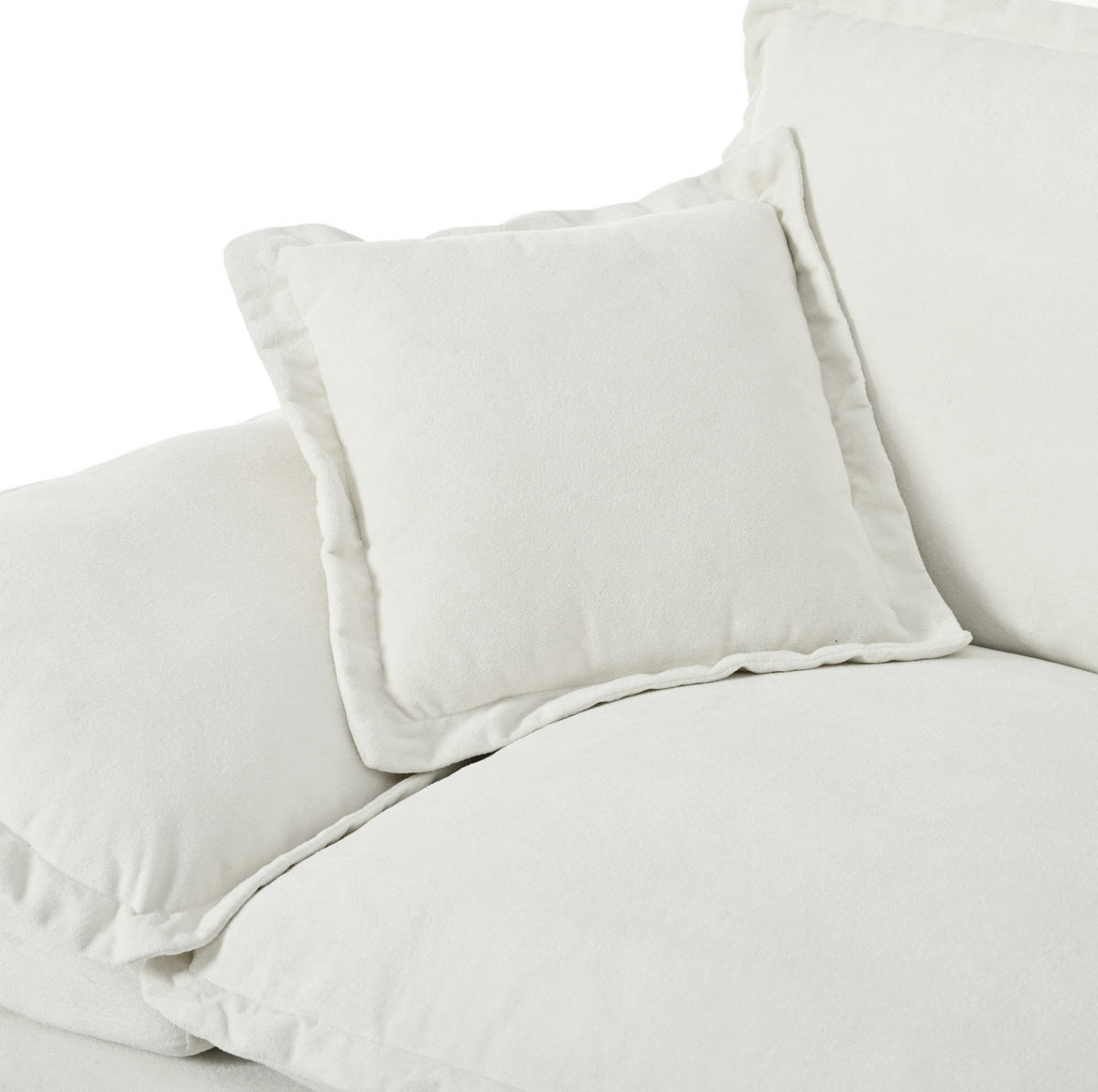 ECKSOFA aus Chenille 264x155x90 cm in Beige mit Ottomane & 2 Kissen - Beige, Textil (155/90/264cm) - Modfu