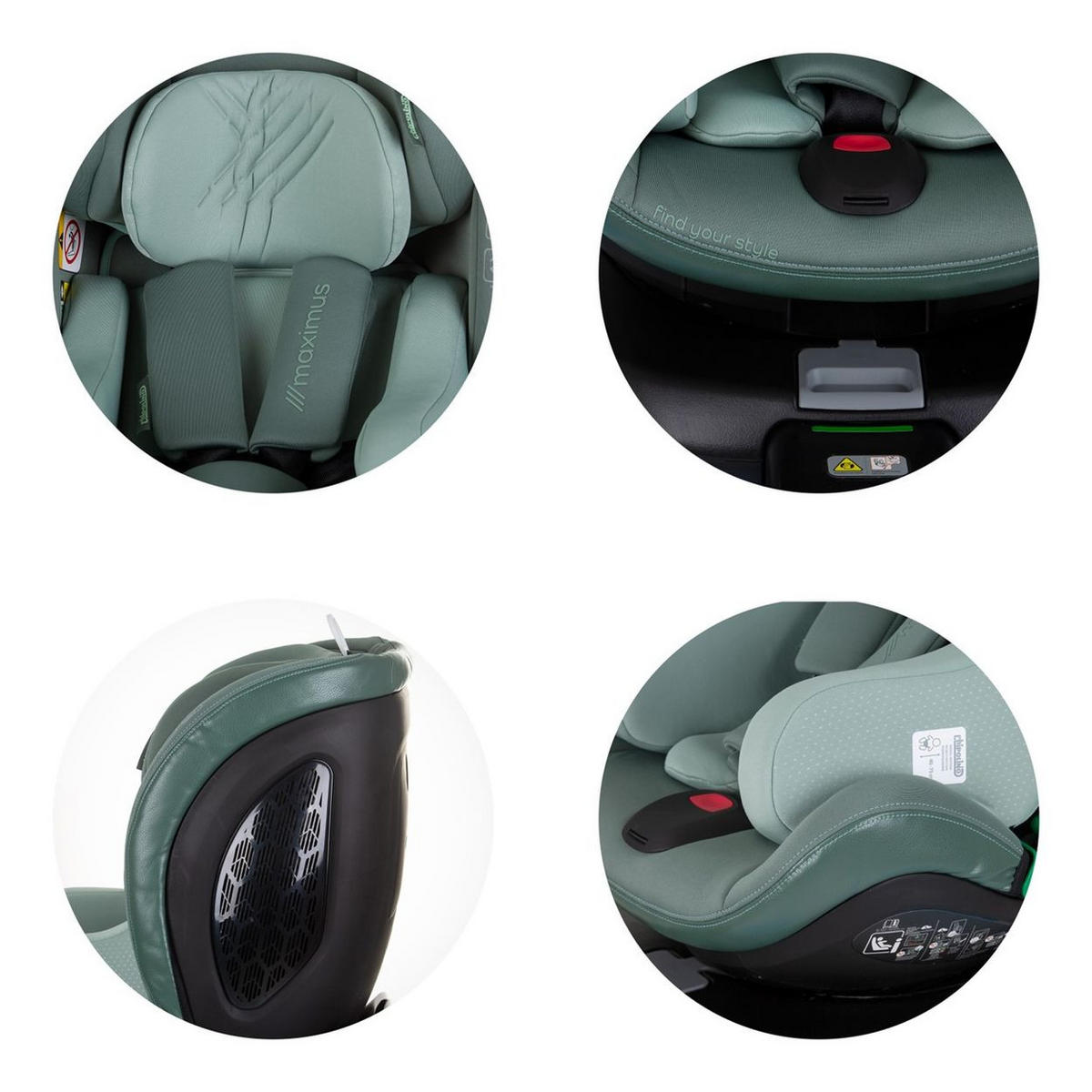 KINDERSITZ Maximus i-Size (40 - 150 cm) grün Isofix Stützbein 360° drehbar - Grün, Kunststoff (43/82/54cm) - Chipolino