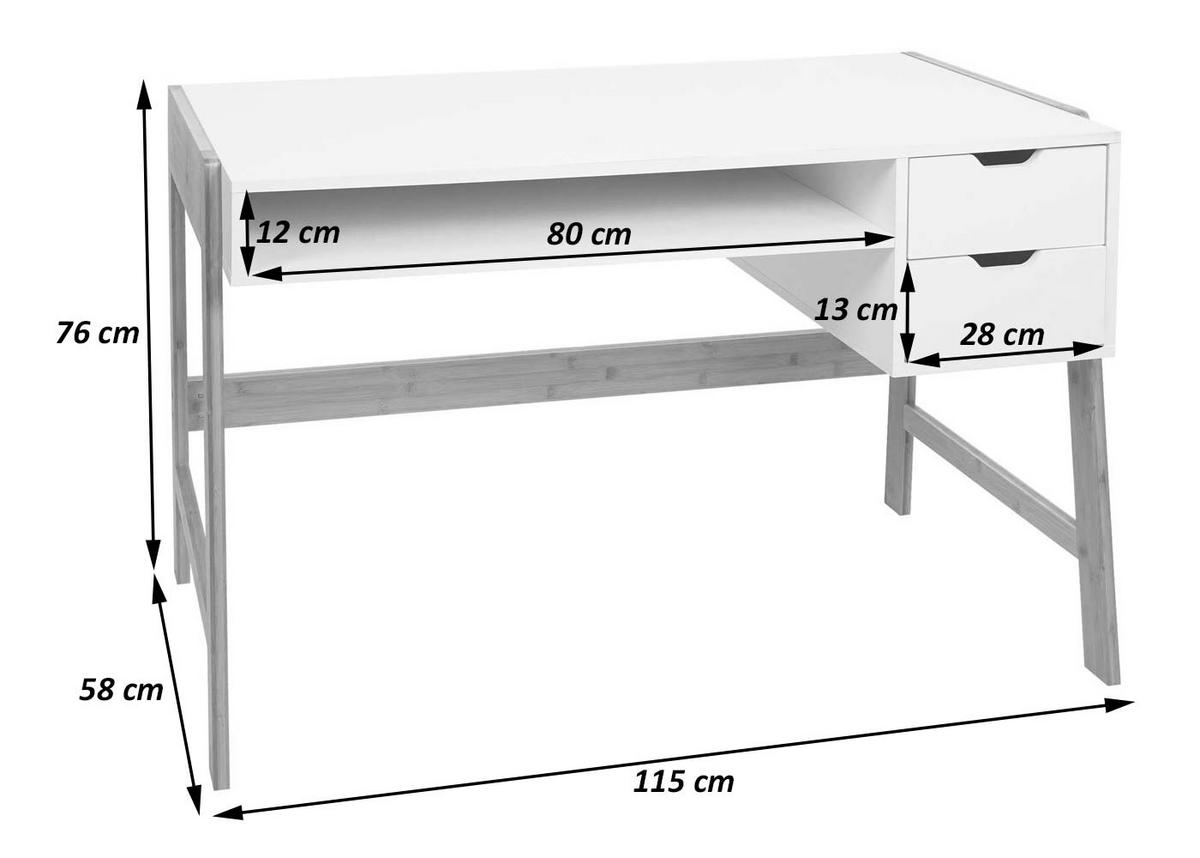 SCHREIBTISCH eckig Weiß - Weiß, Holz (58/115/76cm) - MCW