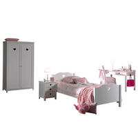 KINDERZIMMER Kamila 5 weiß aus MDF mit Bett, Schrank und Nachtkonsole - Weiß, Holzwerkstoff (340/1/140cm) - 58aufmkessel