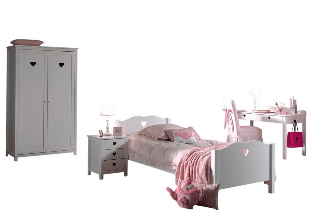 KINDERZIMMER Kamila 5 weiß aus MDF mit Bett, Schrank und Nachtkonsole - Weiß, Holzwerkstoff (340/1/140cm) - 58aufmkessel