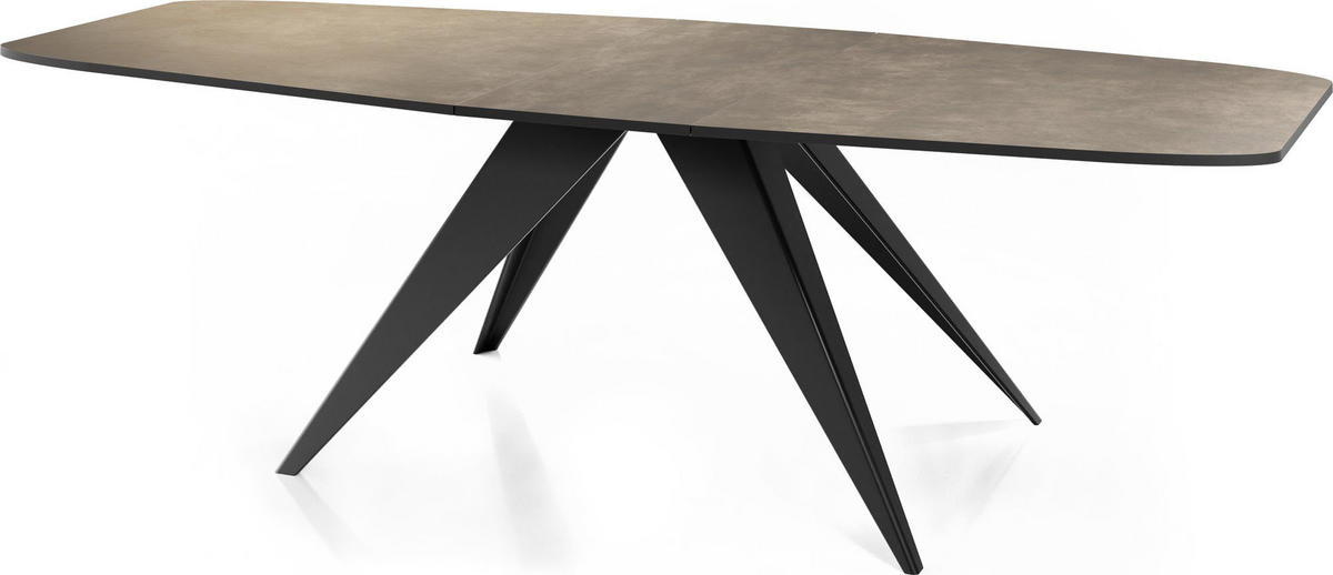 ESSTISCH Foster rechteckig ausziehbar, Dunkelgrauer Chicago Beton 160-198/80/76 cm - Dunkelgrau/Schwarz, Holzwerkstoff/Metall (80/200/76cm) - WFL GROUP
