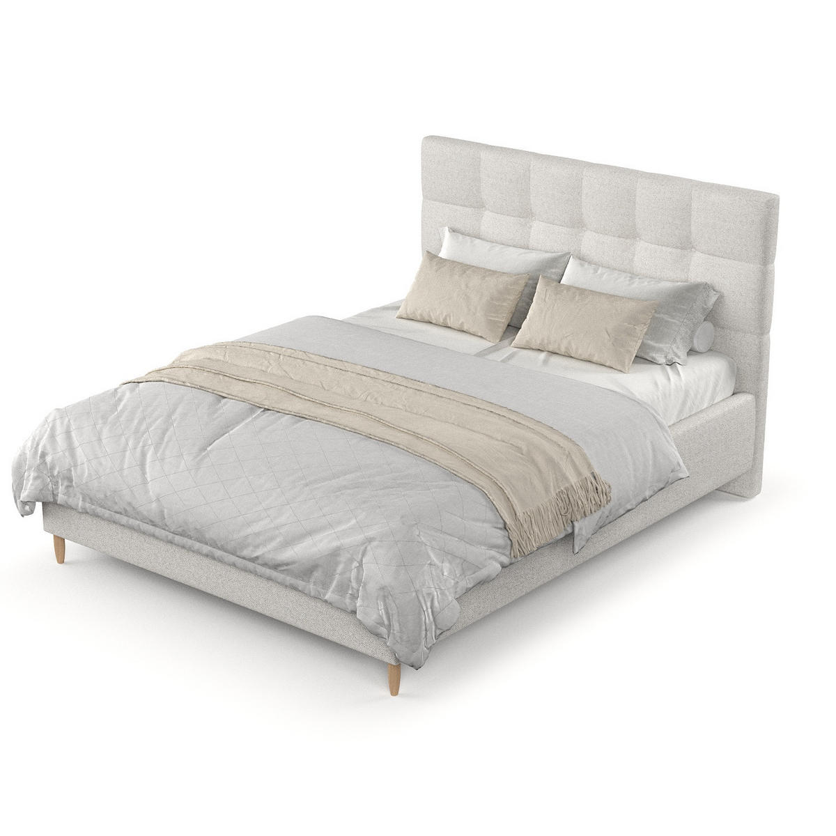 POLSTERBETT Cora 140/200 cm Hellbeige im Riva Stoff - Beige/Naturfarben, Holz/Holzwerkstoff (140/200cm) - AltaBeds