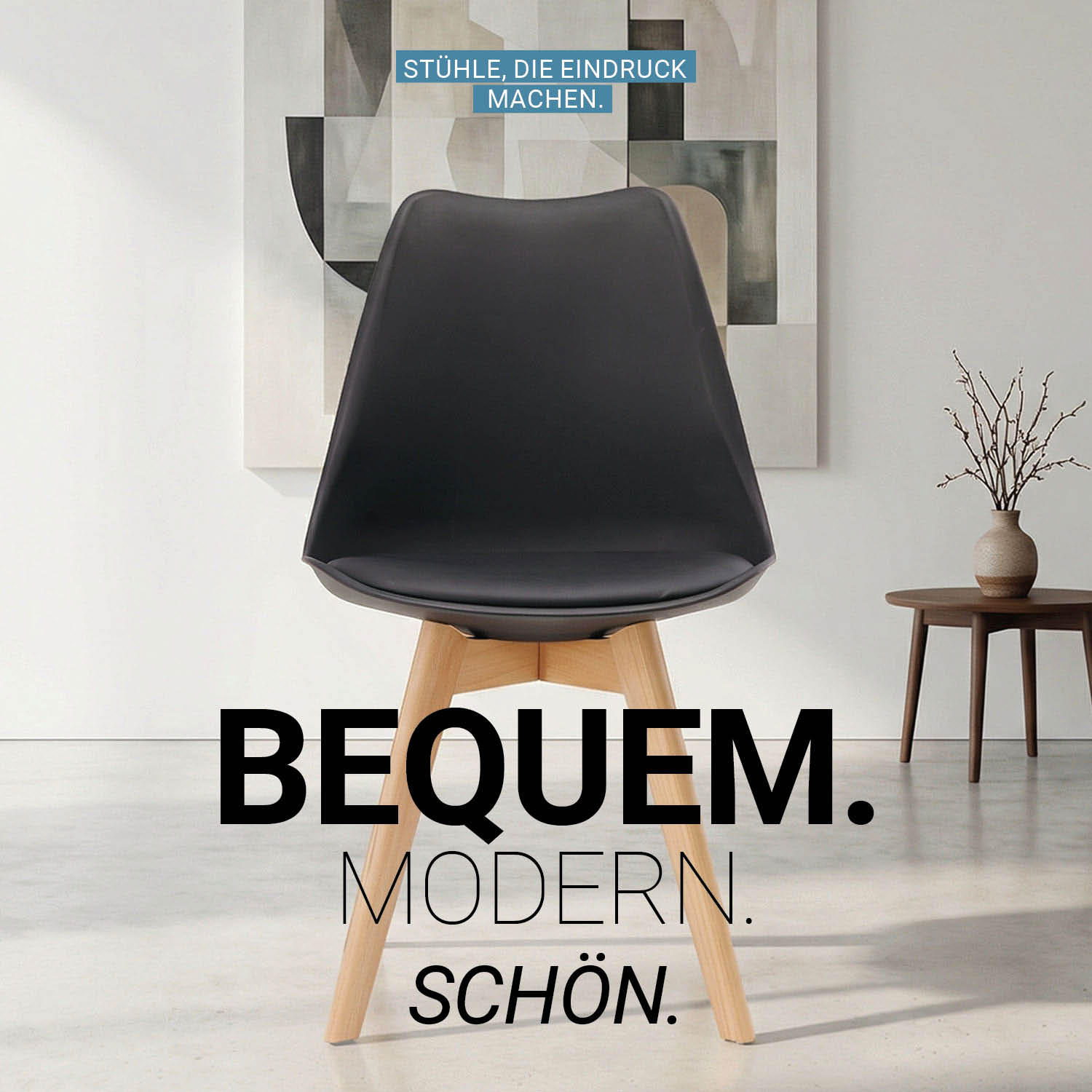 Homestyle4u Küchenstuhl Schwarz 46x80x45 cm