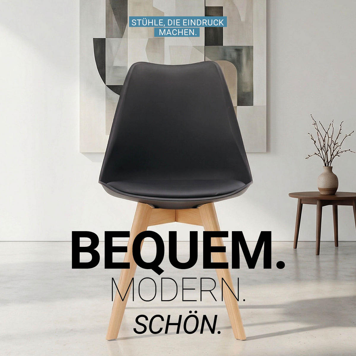 KÜCHENSTUHL 2er-Set Kunststoff Schwarz - Schwarz, Holz (46/80/45cm) - Homestyle4u