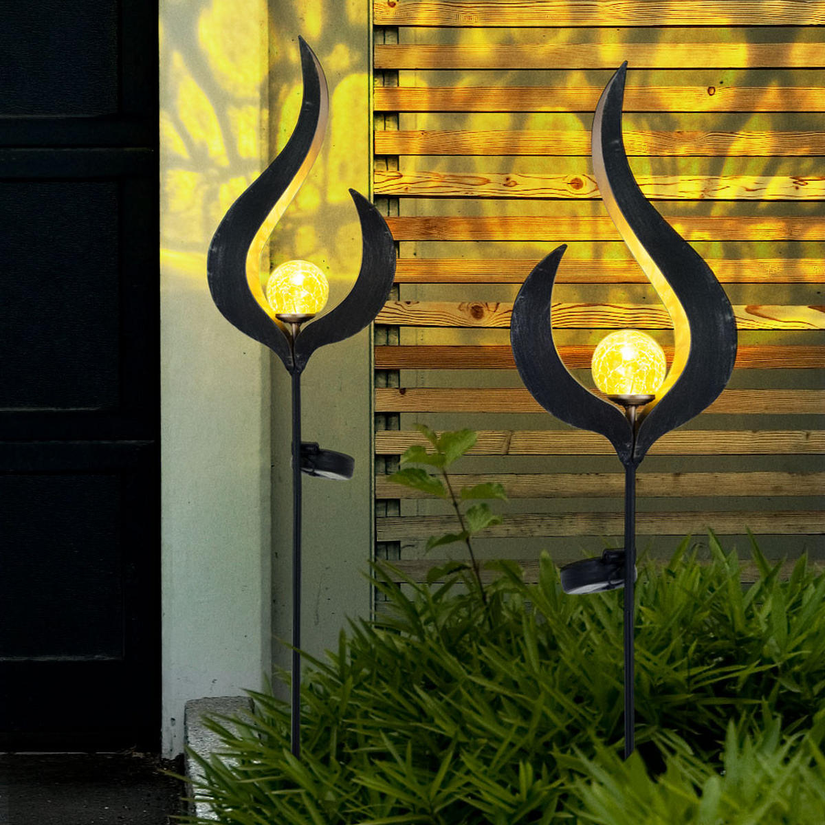 LED AUSSENLEUCHTE Solar Bronze 3er Set - Bronzefarben, Glas (16.7/6/90cm) - Globo Lighting