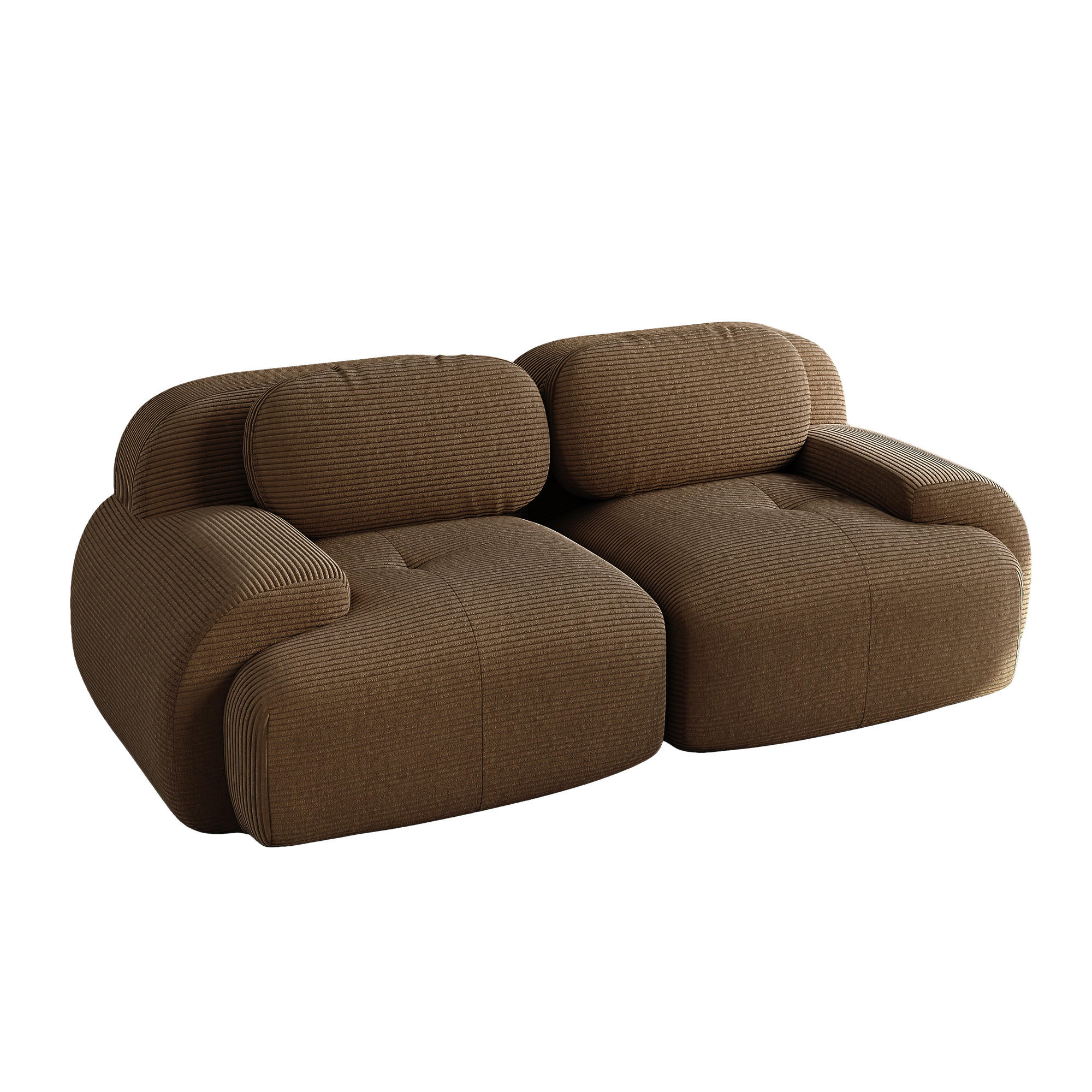 2-SITZER Sofa 208x103x75 cm aus Cordstoff modular ohne Gestell, braun - Braun, Textil (103/75/208cm)