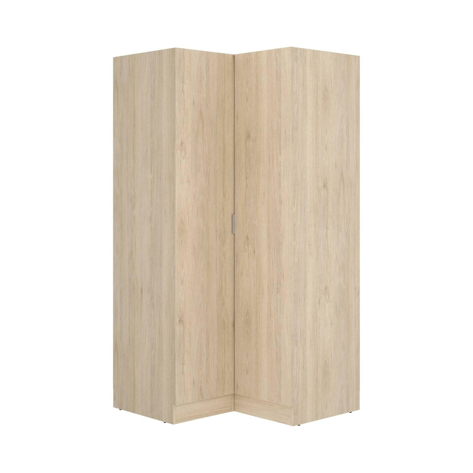 ECKKLEIDERSCHRANK Holz-Effekt Eiche 92.5x90.5h184 - Braun, Holzwerkstoff (90.5/184/92.5cm) - DMORA