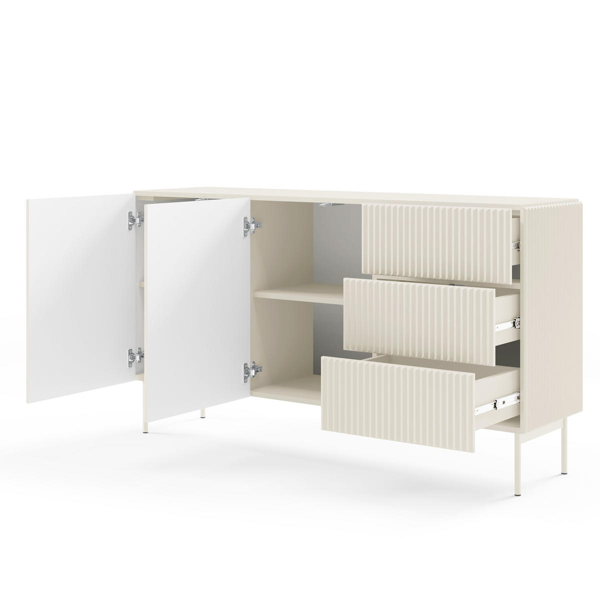 SIDEBOARD TRATTO 147/81,2/39,8cm mit 3 Schubladen 2 Türen Kaschmir - Kaschmir, Holzwerkstoff (147/81.2/39.8cm) - MASSENO