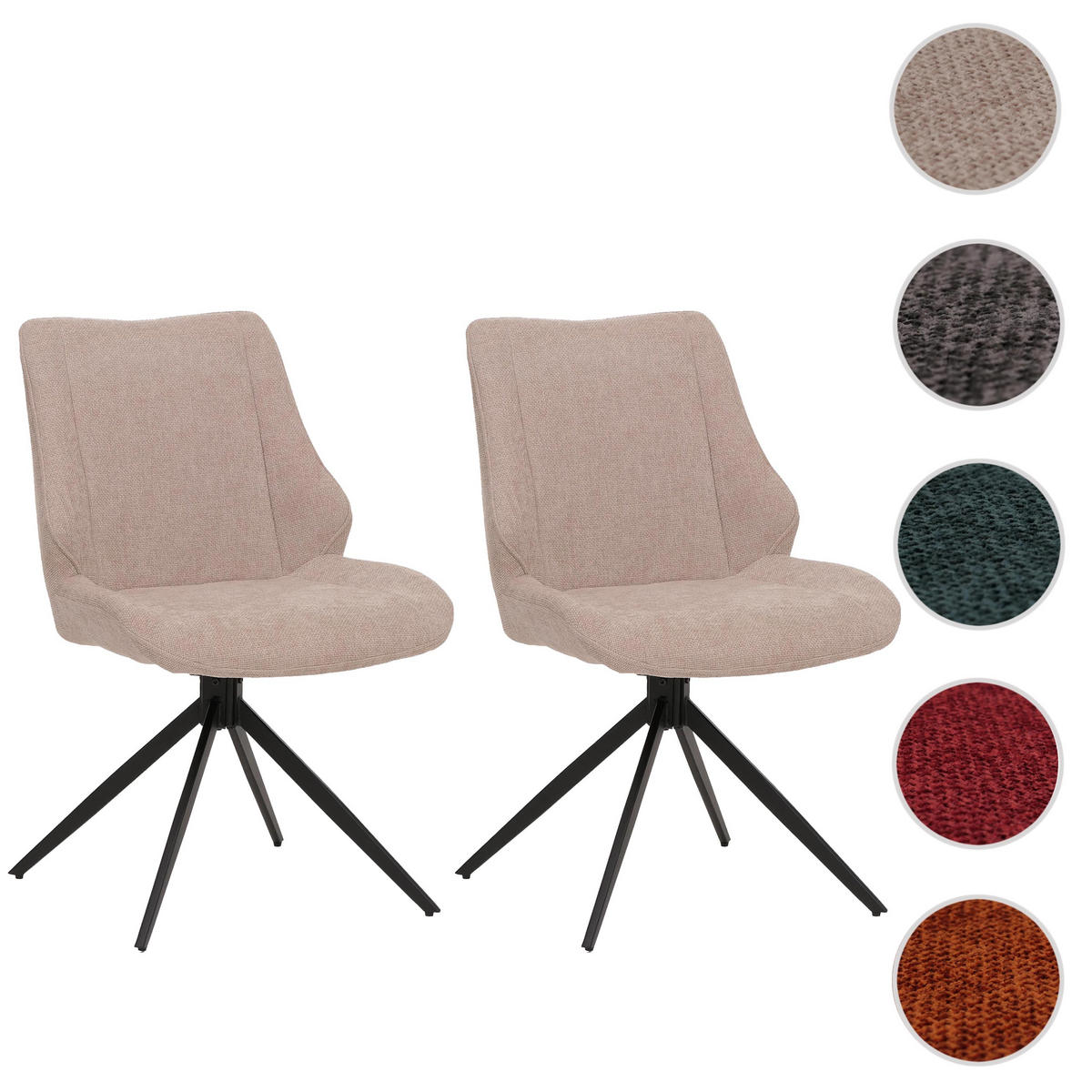 ESSZIMMERSTUHL Schwarz, Beige 2er-Set - Beige/Schwarz, Textil (55/88/62cm) - MCW