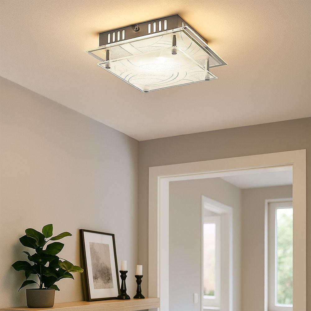 LED DECKENLEUCHTE NOIR II Weiß Glassatiniert - Weiß, Glas (26/26/7.6cm) - Globo Lighting