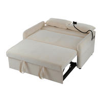 SCHLAFSOFA klappbar mit Rückenlehne, Handyhalter und USB - Beige, Textil (129/81/76cm)