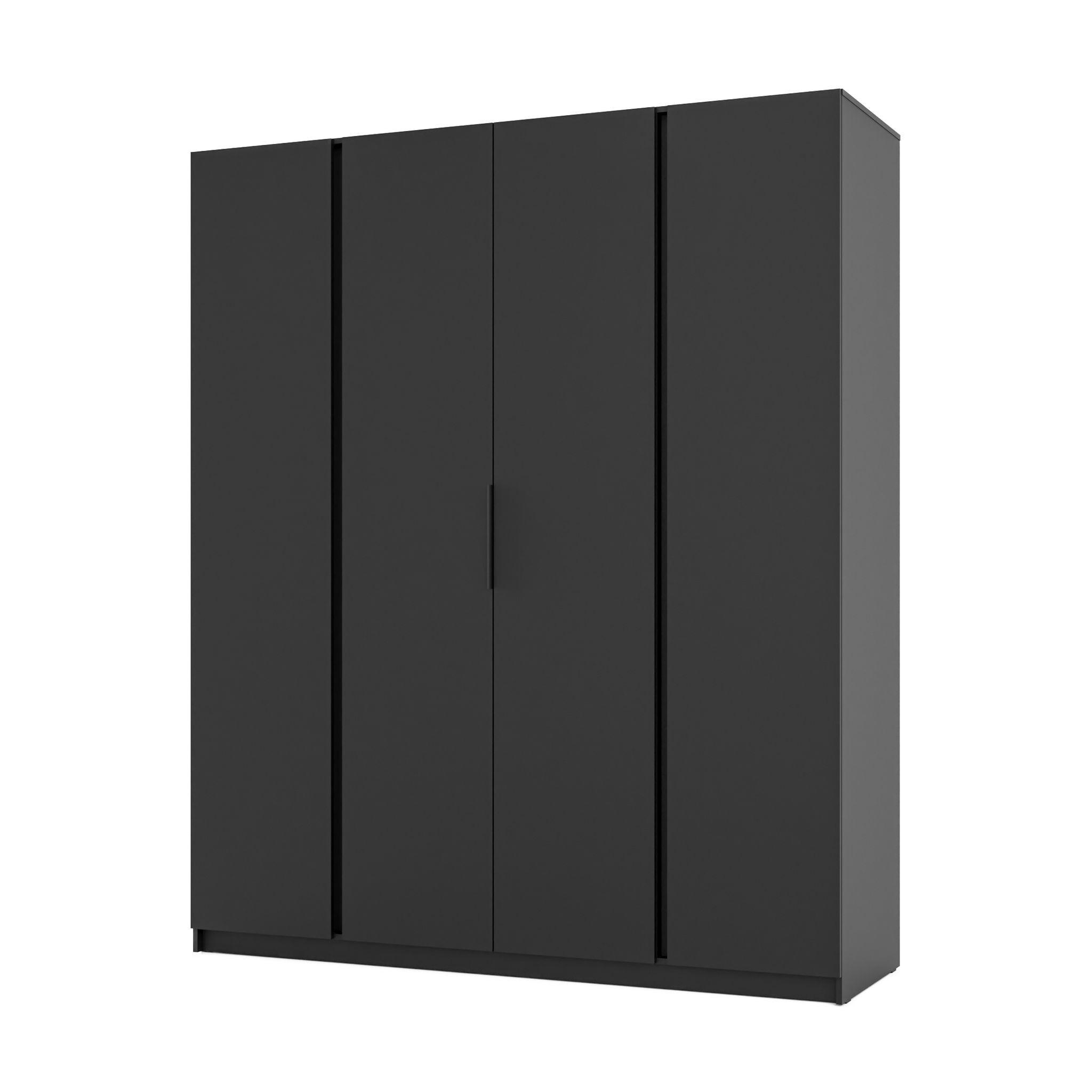 DREHTÜRENSCHRANK CAGLIARI 200/239/61,9cm 4-türig Schwarz - Schwarz, Holzwerkstoff (200/239/61.9cm) - MASSENO
