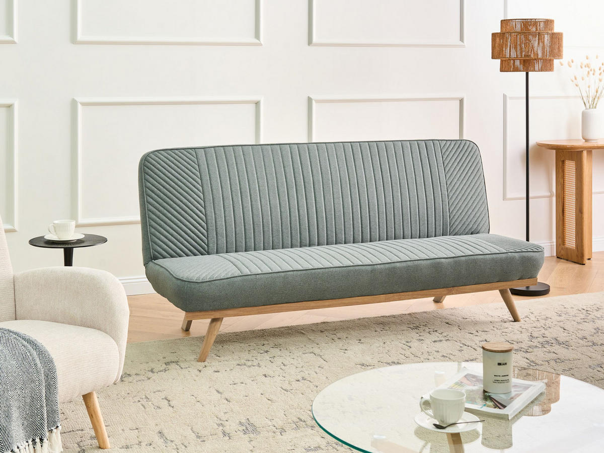 SCHLAFSOFA 2-Sitzer Stoff Grün Kalfafel - Braun/Grün, Textil (191/84/73cm) - Beliani