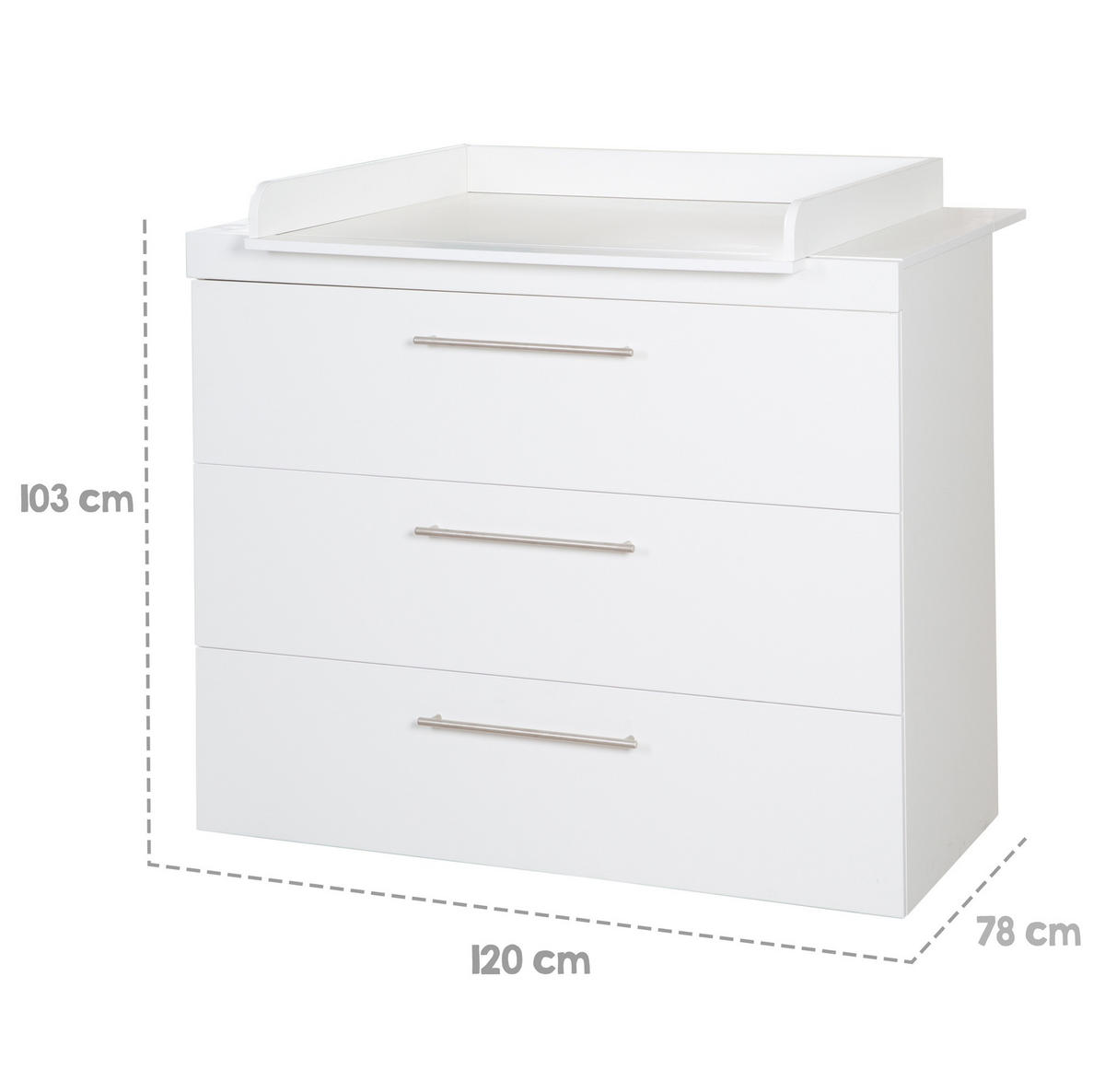 BABYZIMMER-SET Kimi 3-teilig - Silberfarben/Weiß, Holzwerkstoff/Metall (138/195/52.5cm) - Roba