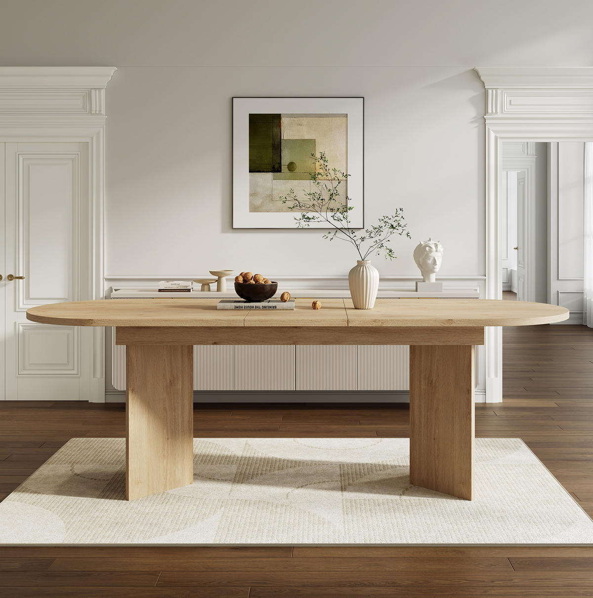 ESSTISCH 160/200/90 cm Eiche aus MDF ausziehbar mit abgerundeten Ecken - Eichefarben, Holzwerkstoff (200/90/75cm) - OKWISH