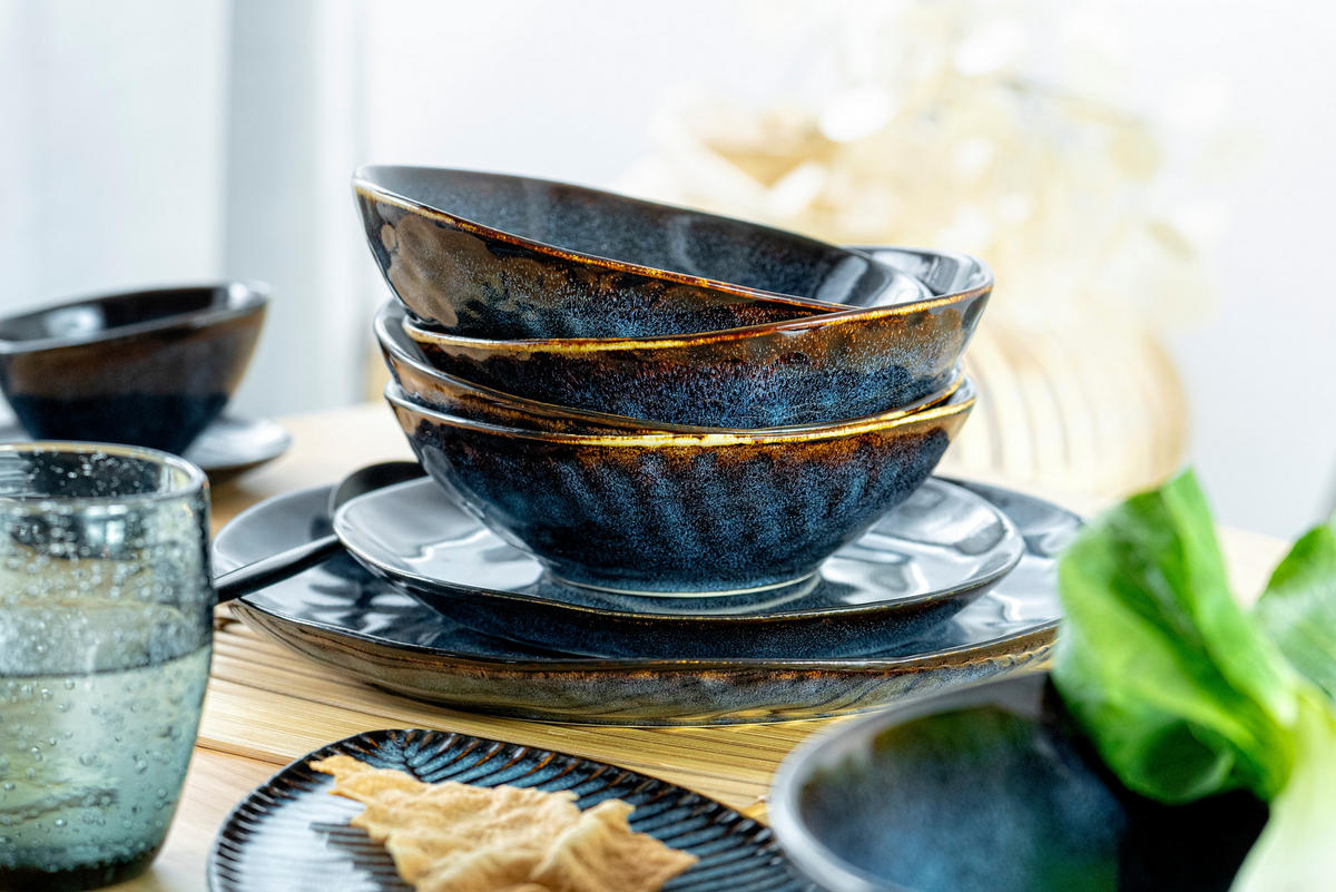 SCHALEN SET TOKIO - 4 teilig aus Steingut - Dunkelblau, Keramik (18cm) - Sänger