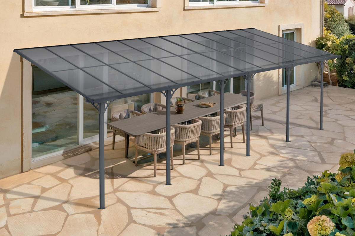 PERGOLA / CARPORT Kleo Grau 8m x 3m - Grau, Metall (748/270/300cm) - Cazeboo