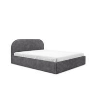 POLSTERBETT Luna Grau 180x200 cm, mit Bettkasten und halbrundem Kopfteil - Grau, Holzwerkstoff/Textil (180/200cm) - Bettso