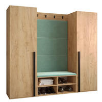 GARDEROBEN-SET 184/184/42 - Eichefarben/Schwarz, Holz/Kunststoff (184/184/42cm) - MÖBEL KRYSPOL